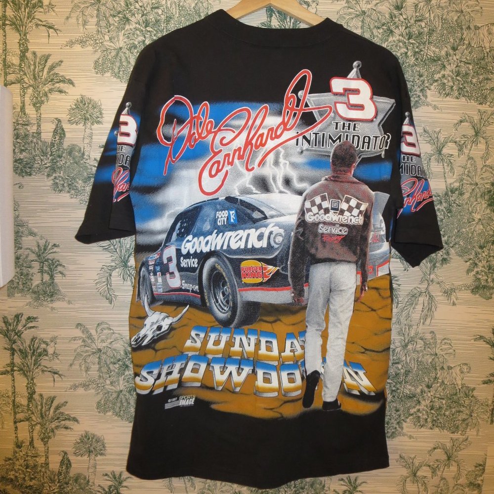 1997 All Over Print Dale Earnhardt The Intimidator “Charging Horses” NASCAR Tee